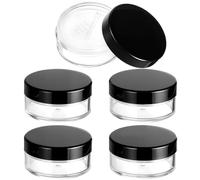 AHANDMAKER 5Pcs 20ml/0.68oz Plastic Empty Travel Compact Case Reusable Plastic Loose Compact Cosmetic Makeup Container with Rotatable Net Sifter Cosmetic Jar Refillable Box (Black)