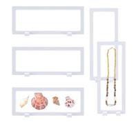 AHANDMAKER 5Pcs 3D Floating Display Case, 9.06"x3.54"x0.81" White Coin Display Case Transparent Film Storage Box, Case Frame Holder Stands for Challenge Coin, Chip, Pin, Commemorative Medal