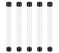AHANDMAKER 5Pcs Clear Rigid Plastic Tubing with Caps, 12 Inch/305mm Length Round Plastic Tubing, ID 0.91Inch Portable Storage Tube Polycarbonate Tube for Incense Sticks Beads Item Storage