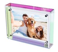 AHANDMAKER 5x7 Picture Frame Acrylic Photo Frame with Iridescent Rainbow Effect Shatterproof Clear Frame for Wall Decor Tabletop Display Home Office Decoration