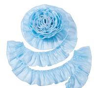 AHANDMAKER 6.5 Yards Ruffle Lace Trim Ribbon 8cm/3" Blue Pleated Trimming Chiffon Fabric Ribbons Organza Ribbon Fabric for DIY Craft Dress Clothing Sewing Costume Wedding Gift Home Decoration