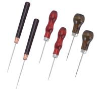AHANDMAKER 6 Pcs 3 Styles Awl Tool Set Gourd Shape Wooden Handle Punch Tool Leather Scratch Awl Tool Pin Punching for Leather Punch Hole Craft Repair Shoes Sewing Crochet DIY Handmade Stitch