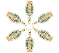 AHANDMAKER 6 Pcs Brass with Natural Paua Shell Pendants Real 18K Gold Plated Holy Virgin Maria Charms End Drop Charm Connector for Necklace Bracelet Earring Jewelry Making 25x12.5mm