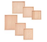 AHANDMAKER 6 Pcs Miniature Wooden Serving Trays Natural BurlyWood Color Dollhouses Accessories Mixed Shapes for Dollhouse Kitchen Accessory Cakes Snacks Breakfast Craft Decor Gift Idea