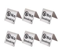 AHANDMAKER 6 Pcs Stainless Steel No Smoking Table Sign, Double Side No Smoking Signal Card Restaurant Non-Smoking Desk Logo Indicator for Rental Home Cabin Hotel Outside Seating Coffee Table Office