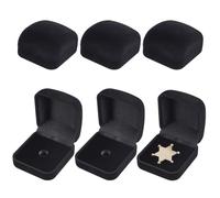 AHANDMAKER 6 Pcs Velvet Jewelry Lapel Pin Gift Box Black Square Velvet Brooch Storage Boxes Commemorative Coins Necklace Storage Case for Gift Badges Collectible and Medals Jewelry Organizer