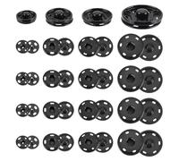 AHANDMAKER 60 Sets Sew on Snap Buttons, 4 Sizes Alloy Snap Fastener Buttons Sewing Snaps Decorative Buttons for Sewing DIY Craft Garment Accessories(Black)