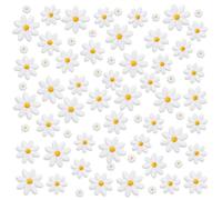 AHANDMAKER 60Pcs 4 Sizes Daisy Flower Iron On Patches Delicate Sewing Decorative Applique Embroidered Floral Repair Patch for Clothing T-Shirt Backpacks Hats Jeans Jackets DIY Craft Supplies