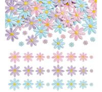 AHANDMAKER 60Pcs 4 Sizes Daisy Flower Iron on Patches Floral Embroidery Applique Patch Daisy Flower Sew on Patches for Hats Clothes Jeans Jacket T-Shirt Clothes DIY Accessories Decoration