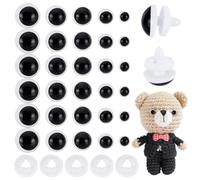 AHANDMAKER 60Pcs 5 Sizes Large Safety Eyes, Black Plastic Safety Crochet Eyes for Crafts, 9mm to 21mm Stuffed Animal Doll Eyes for DIY Puppet Bear Crochet Animals Doll Making