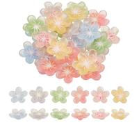 AHANDMAKER 60Pcs Translucent Resin Flower Cabochon, 6 Colors Blossom Charms for DIY Earring Bracelet Jewelry Making and Ornament Scrapbooking