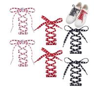 AHANDMAKER 6Pairs 3 Colors Polyester Heart Printed Shoelaces Black Red White Personalized Loves Printies Flat Shoelaces One Size Vivid Cute Shoe Strings for Women Sneakers Tennis Cleat Soccer Shoe