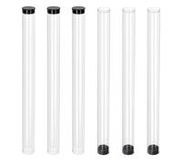 AHANDMAKER 6pcs Clear Plastic Storage Tubes 12 Inch with Black Lids Flat Bottom Durable Bead Containers for Crafting Jewelry Supplies Item Storage DIY Projects Home Decor