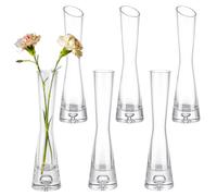 AHANDMAKER 6Pcs Glass Bud Vases for Centerpieces Handmade Slim Flower Vases Tall Thin Narrow Necked Glass Vase Decorative Single Flower Vase for Home Wedding Birthday Bridal Shower Party