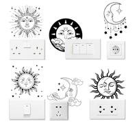 AHANDMAKER 6Pcs Light Switch Plate Stickers, Sun Moon and Star Creative Switch Stickers for Light Switch, Wall Outlets, Socket, Ledge, Bedroom, Living Room, Laptop Computer, 7 x 7 Inches