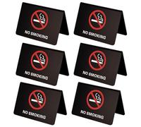 AHANDMAKER 6Pcs No Smoking Table Tent Signs, 4x2.7" Black Acrylic Double-Sided No Smoking Tabletop Sign, Non-Smoking Desk Logo Indicator, Table No Smoking Warning Sign for Resturant Office Clubs Cafe
