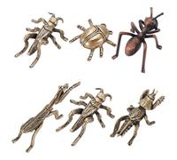 AHANDMAKER 6Pcs Vintage Brass Gold Bee Beetle Decorations Statues Decorative Insect Ornament Beetle Miniature Figurines for Home Office Garden Desktop Decoration (Antique Bronze & Red Copper)