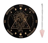 AHANDMAKER 7.8" Witch Pendulum Board, Wooden Dowsing Planchette with Rose Quartz Crystal Dowsing Pendulums Witchcraft Divination Tools for Spirit Altar Decoration - Moon Phases & Lady Luna