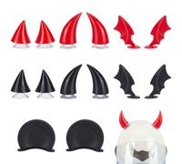 AHANDMAKER 7 Pairs 7 Styles Helmet Devil Horns, Black Red Plastic Motorcycle Helmet Accessories Bear Ears Devil Wings Horns with Adhesive Suction Cup for Bike Ski Skating Helmets Decorations