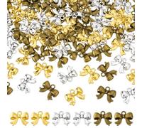 AHANDMAKER 72Pcs Metal Bow Charms Gold and Silver Bow Pendant Charms Cute Bowknot Pendants for Jewelry Making Earring Bracelet Necklace Headbands Keychains Sewing Projects DIY Crafts Supplies