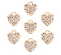 AHANDMAKER 7Pcs 14K Gold Plated Micro Pave Heart Cubic Zirconia Charms, Mini Brass Love Dangle Pendant Heart Shaped Pave Crystal Accessories for Earring Necklace Jewelry Making and Crafting supplies