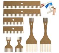 AHANDMAKER 8-Piece Wooden Weaving Loom Comb Kit for Blanket Making, Natural Wood Tapestry Beater Comb for Knitting Handcraft Tapestry Rug Christmas Home Decoration, Coconut Brown