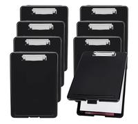 AHANDMAKER 8 Pieces Storage Clipboard Black Plastic Foldable Nursing Board with Low Profile Clip 8.5x11 Inch Compatible for Student Teacher Nurse Employee School Hospital Office