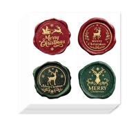AHANDMAKER 80 Self-Adhesive Colorful Wax Aeal Pattern Stickers 1.48 Inch Christmas Labels Sticker Xmas Seal Stickers for Gift Bag Seal Greeting Card Scrapbooking Party Decor