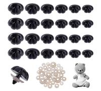AHANDMAKER 80 Sets 6 Sizes Craft Safety Noses, Black Craft Nose with Spacer 9mm 11.5mm 13mm 15mm 15.5mm 18.5mm for Amigurumi Crochet Bears Puppet Stuffed Animals Doll Making