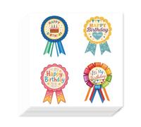 AHANDMAKER 80Pcs Happy Birthday Stickers Self-Adhesive Decals Birthday Badge Stickers for Planner Calendar Scrapbook Crafting Arts Journaling Gift Bag Seal Theme Party Decor