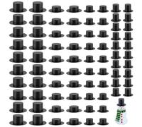 AHANDMAKER 80pcs Mini Black Top Hats 4 Styles Plastic Tiny Hats for Miniature Crafts Decor Magician Christmas Party Favors Snowman Witch Hat Decoration，2-4cm