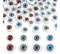 AHANDMAKER 80Pcs Plastic Doll Craft Eyes Scary Eyes Oval Flat Eyeball Hollow Eyeballs for DIY Sewing Craft Puppet Bear Doll Making
