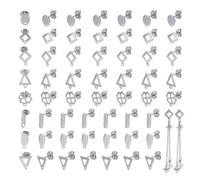 AHANDMAKER 80Pcs Stainless Steel Earring Posts with Loop Hole 8 Styles Oval Flat Round Triangle Rhombus Earring Studs Findings for Jewelry Making Accessories DIY Crafts Supplies