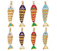AHANDMAKER 8Pcs 8 Styles Boho Fish Pendant for Women Enamel Beach Hawaiian Dainty Lucky Boho Fish Pendants Lucky Fishes Pendant Beach Hawaiian Summer Ocean Minimalist Necklaces Jewelry Gift for Her