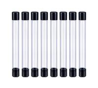 AHANDMAKER 8pcs Empty Storage Tubes 8.26 Inch Long ID 0.78 Inch Clear Rigid Plastic Tubing with Black Rubber Caps Transparent Storage Tube for Bead Containers, Craft, DIY, Black