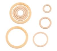 AHANDMAKER 8Pcs Natural Wood Rings 4 Sizes Unfinished Solid Wood Rings 10mm Thick Wooden Circles for DIY Crafting, Knitting, Macrame Supplies, Jewelry Making
