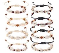 AHANDMAKER 8Pcs Shell Ankle Bracelets, 8 Styles Adjustable Natural Seashells Ankle Jewelry Hawaiian Beach Seashell Bracelet Boho Shell Foot Chain for Women