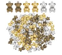 AHANDMAKER 90Pcs 3 Colors Cute Bear Charms, Tibetan Style Metal Bear Pendants Lovely Animal Theme Dangle Charm for Jewelry Making Necklaces Bracelets Earrings DIY Crafts Valentine's Day Gifts