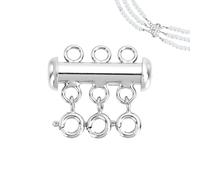 AHANDMAKER 925 Sterling Silver Layered Necklace Lock Clasp, 3-Strand Multi Necklace Layering Clasp, Layered Separator Beads Chain for Extender Necklaces Bracelet Safety Jewelry Clasps, Platinum