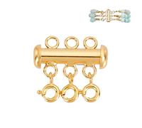 AHANDMAKER 925 Sterling Silver Layered Necklace Lock Clasp, 3-Strand Multi Necklace Layering Clasp, Layered Separator Beads Chain for Extender Necklaces Bracelet Safety Jewelry Clasps, Gloden