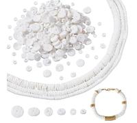 AHANDMAKER 925Pcs Freshwater Shell Beads 3 Size White Heishi Bead Puka Shells Beads Spacer Heishi Bead for Jewelry Making Bracelets Necklaces Chokers Anklets Keychains Earrings Pendants