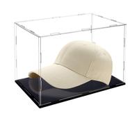 AHANDMAKER Acrylic Hat Display Case Clear Baseball Holder Dustproof Display Box with Black Base, Display Case Cube for Action Figures, Baseball, Cabinet Protection Storage, 12x8x8 Inch