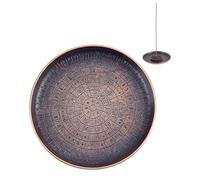 AHANDMAKER Altar Ritual Plate Dish 3.15in Round Ritual Tray Burning Bowl Candle Plate for Meditation Witch Altar Jewelry Home Decor, Red Copper