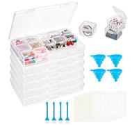 AHANDMAKER Bead Organizer Box Set, 90Pcs Clear Bead Storage Containers 15 Grids Clear Plastic Storage Boxes with Hinged Lids and Labels Mini Craft Case for Jewelry, Seeds, Nail Art, Small Parts