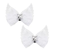 AHANDMAKER Bow Shoe Clips for Women, Detachable Lace Bowknot Shoe Buckles with Wings and Gemstone Elegant Shoes Charms for Heels Flats Boots Sandals Wedding Bridal Shoes Decoration, Polyester, No
