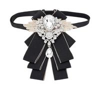 AHANDMAKER Bowknot Adjustable Polyester Bow Ties Pre-tied Adjustable Bow Tie Vintage Men's Necktie Bow Tie Brooch for Luxury Decorative Crystal Wedding Suit, Black