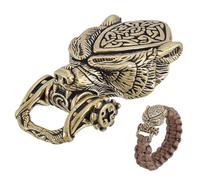 AHANDMAKER Brass Braided Cord Buckles, Wolf Head Beads Vintage Clasps Rope Making Buckles Beasts Cord Locks Fasteners for DIY Crafts Keychain Pendant Bracelet Accessories, Antique Bronze