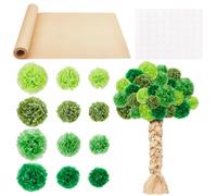 AHANDMAKER Classroom Tree Bulletin Board Set DIY 3D Cardboard Tree 1 Roll Paper with 28Pcs Paper Pompoms Bulletin Board Wall 3D Decorations for Classroom Blackboard Party Decor