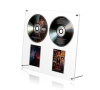 AHANDMAKER Clear Acrylic CD Display Frame Vinyl Record Display Two-size Slots CD Wall Display Frame for Bedroom Studio Living Room Decoration Gift and Collection, 11.5x10in