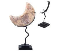 AHANDMAKER Crystal Ball Holder, Moon Shaped Small Crystal Display Stand Alloy Sphere Display Holder for Gemstones Geodes Mineral Agate Home Office Decor, 3.54x1.97x4.92 inch, Black